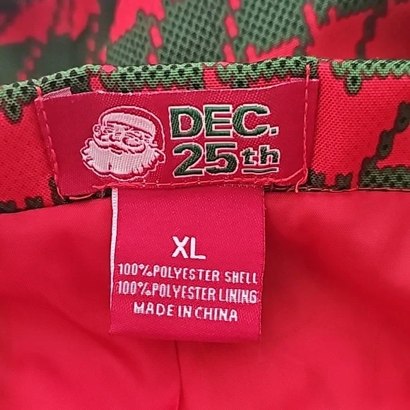 NWOT Christmas Blazer Dec. 25th ugly X-Mas jacket men XL red and green lined - Picture 9 of 12